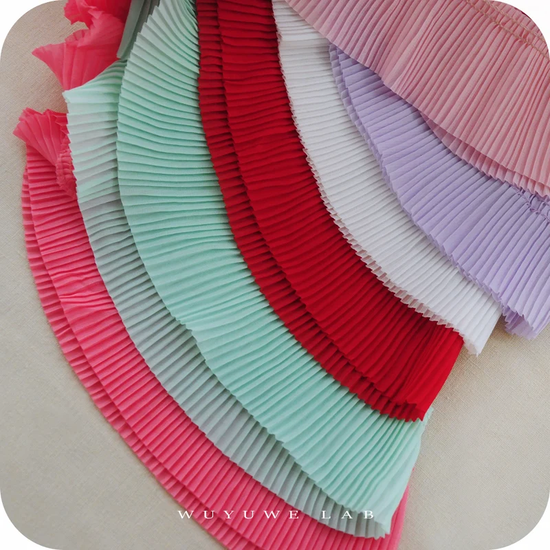 1M Pink White Red Colorful Chiffon Pleated Lace Trims Ribbon Fabric Applique Fold Ruffle Dresses DIY Sewing Supplies Craft 6CM Lace Ribbon Lace Fabric Lace Sewing Accessories Lace Sewing Supplies Lace Accessories Lace Decoration Chiffon Fabric Chiffon Lace Fabric