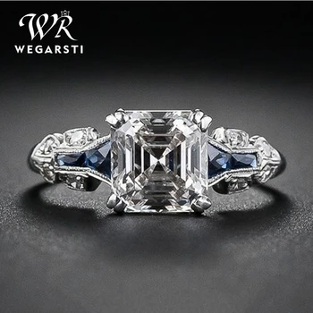 

WEGARSTI Vintage Square Zircon Jewelry Rings For Woman Wedding Party 925 Sterling Silver Ring Dropping Wholesale Big Promotion