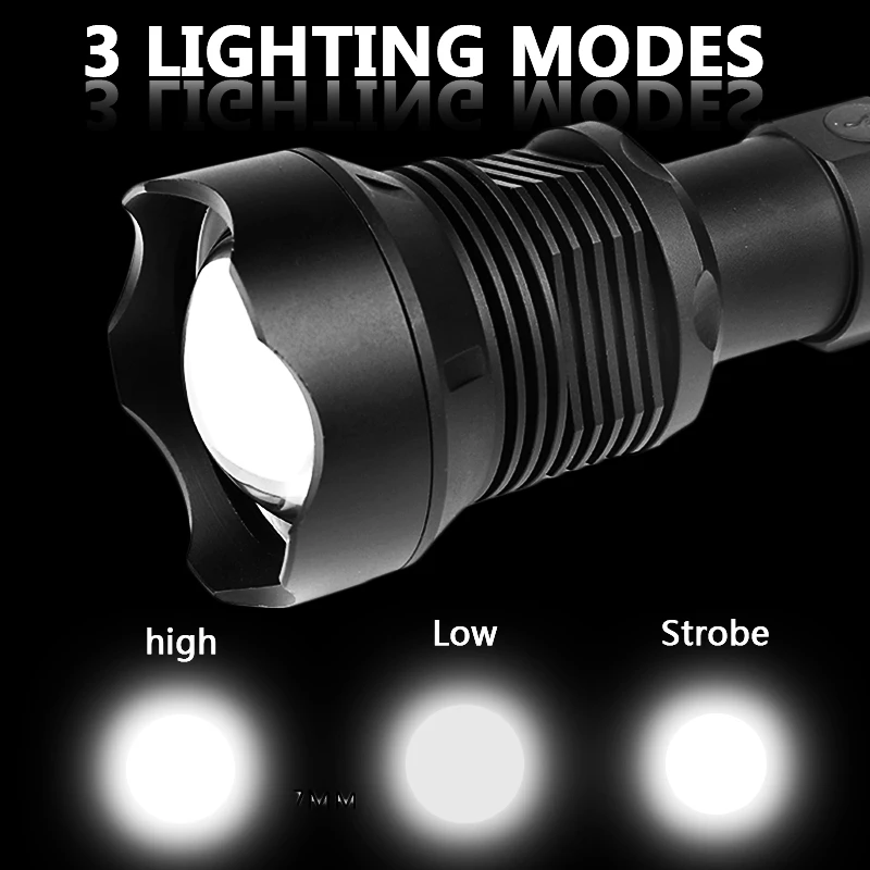   USB  ,   ġ Ʈ, ķο 18650 26650 ͸ , 1000,000LM XHP160LED