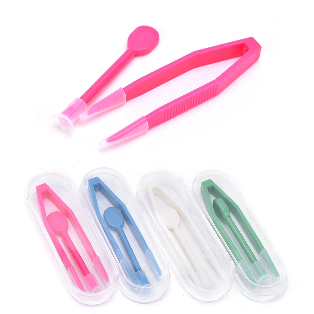 

1Set Contact Lense Case Applicator Remover Set Wearing Stick Inserter Soft Tip Tweezers Hygienic Case Cosmetics Tool