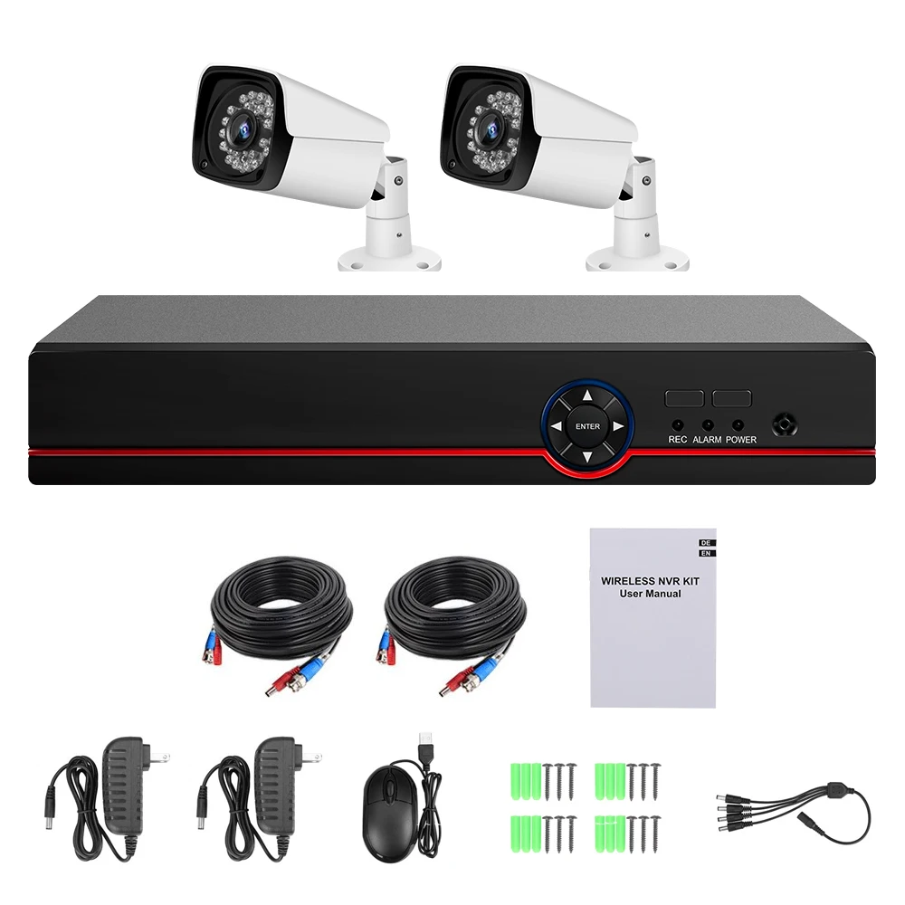 CVI TVI NVR HVR AHD 5-в-1 DVR 4CH CCTV Регистраторы+ 2 шт. видео, для наблюдения, безопасности, Камера видеонаблюдения Системы набор на открытом воздухе