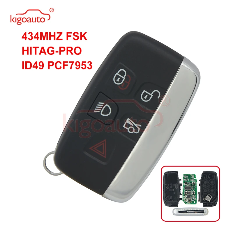 Kigoauto KOBJTF10A Smart Remote Key PCF7953 5 Button 434Mhz for Jaguar XJ XK XF XE F 2010 2011 2012 2012 2014 2015
