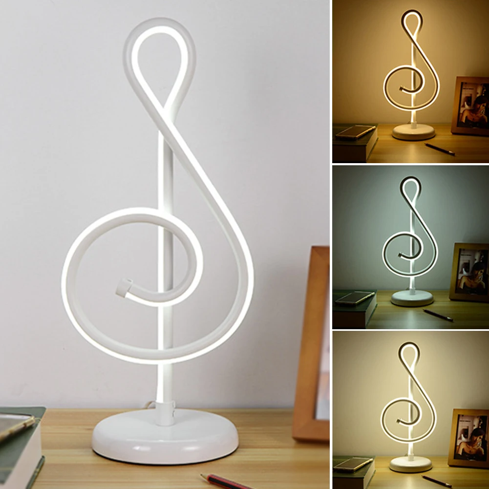 

Decorative Dimming Study Musical Note Bedroom Home Led Table Lamp Modern Aluminum Practical Reading Light Button