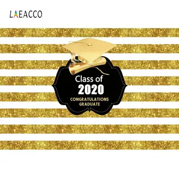 

Golden Stripes Class Of 2020 Congratulations Graduate Bachelor Cap Poster Portrait Photo Background Photography Backdrops