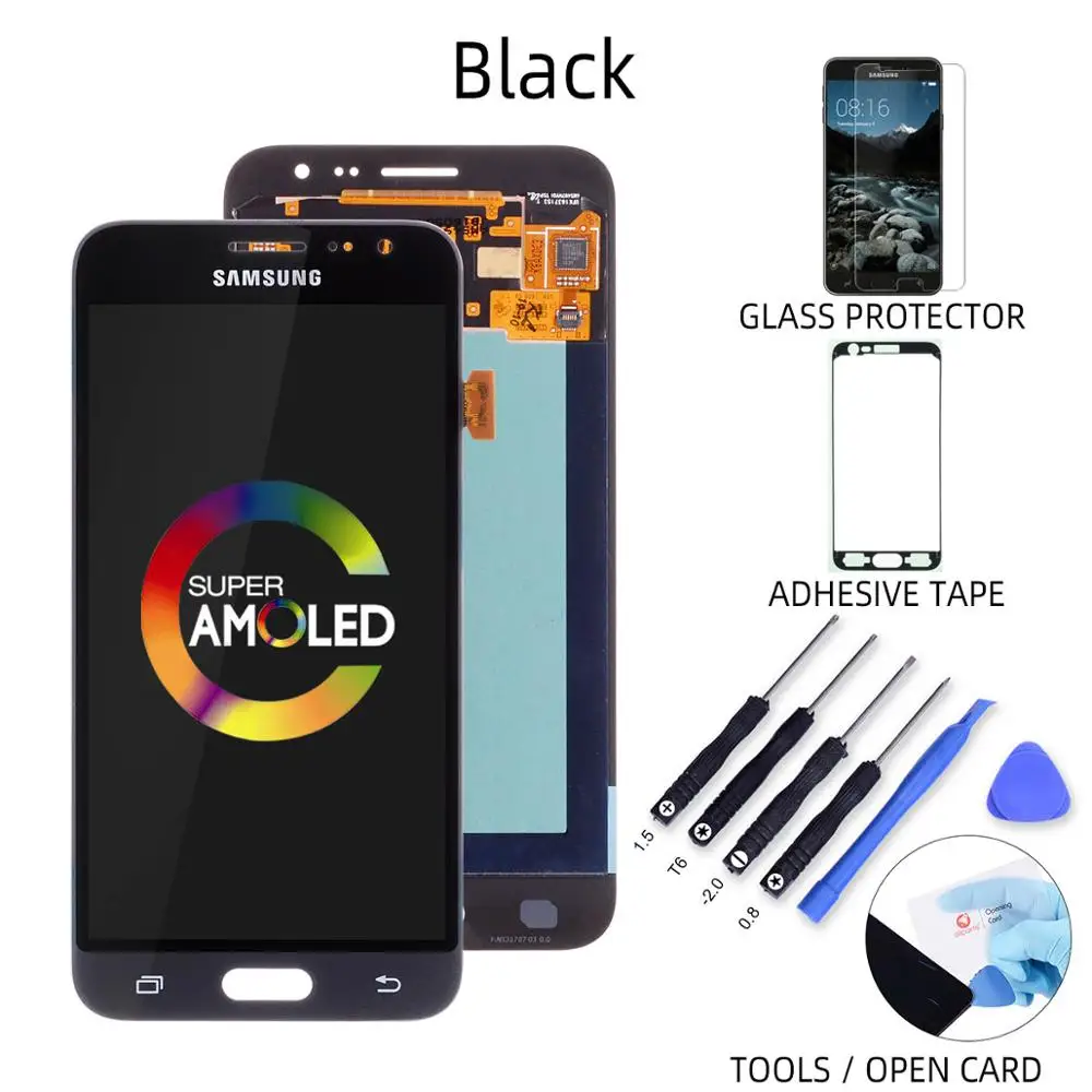 AMOLED Black AMOLED Дисплей для SAMSUNG J3 J320 LCD в сборе с тачскрином 5.0'' черный белый золотой - Цвет: AMOLED Black