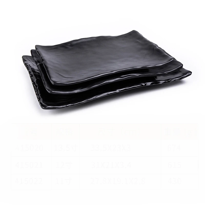 Black Frosted Melamine Japanese Sushi Barbecue Plate Imitation Porcelain Beef Plate Hot Pot Tableware