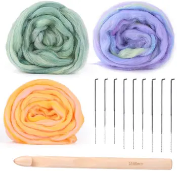 

Imzay 13PCS Wool Felting Kit And 3Colors Wool Roving For Needle Felting(50g/Color) Felting Supplies For Needle Felting