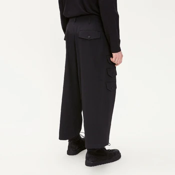 

2020 new European and American men's simple casual pants hair stylist fashion loose multi-pocket wide leg pants