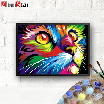 

Pictures Cat-colored By Numbers Painting HandPainted DIY Coloring Home Decoration Gift Drawing Kits WHH