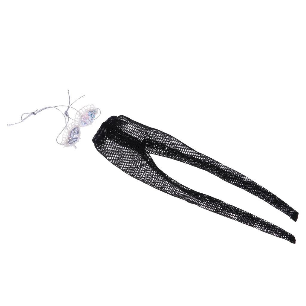 Sweet Tops & Lace Fishnet Panty-Hose Stockings For  Dolls Dress Up Black