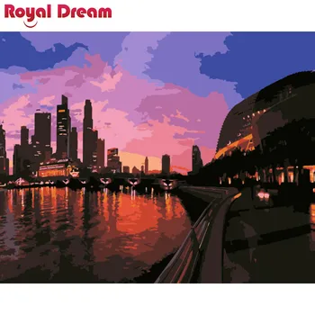 

Night view of riverside city DIY Painting By Numbers Canvas Painitng Home Wall Art Picture Coloring By Numbers For Home Decor