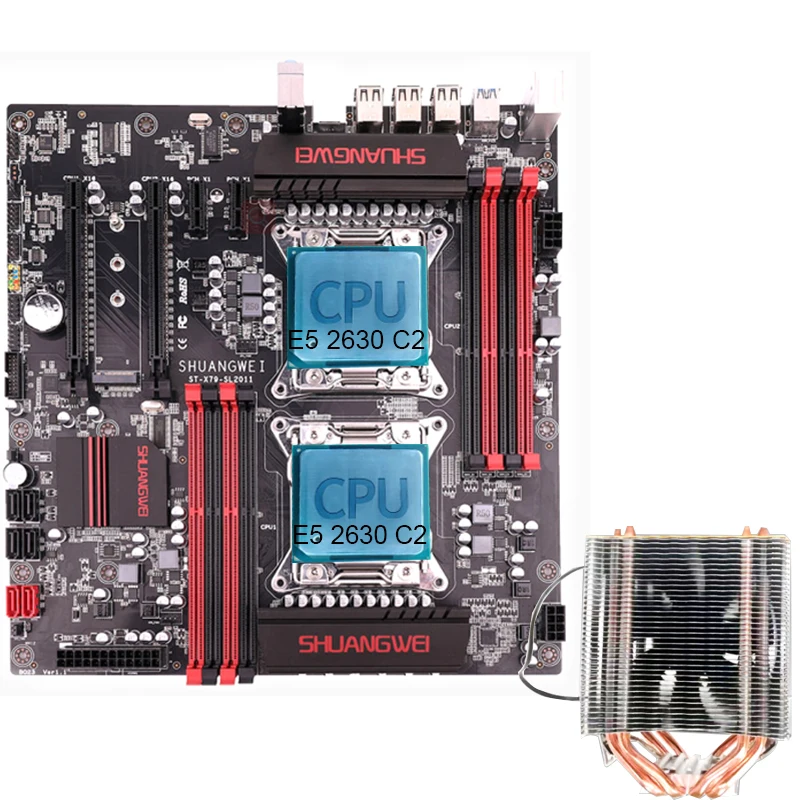 Best Price LGA 2011 X79 motherboard with 2*E5 2630 C2 + 2*CPU Cooler Best Price LGA 2011 X79 motherboard with 2*E5 2630 C2 + 2*CPU Cooler