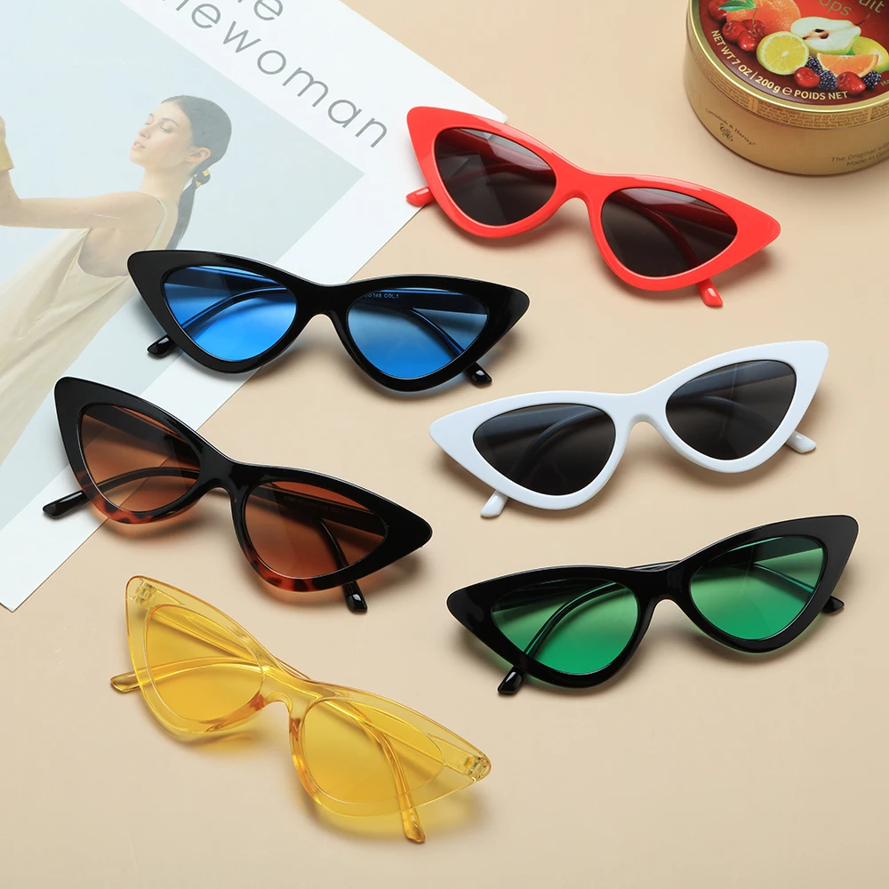 big cat eye sunglasses 2021 Sexy Vintage Cat Eye Sunglasses Black Small Triangle Sun Glasses Female Lens Shades Resin Outdoor Streetwear Eyewear UV400 square sunglasses