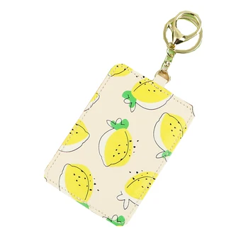 

Fruit Printing Cute ID Credit Card Holder Key Chain Student ID Holder Organizer Case Avocado Strawberry Bus Card Holder Card Bag