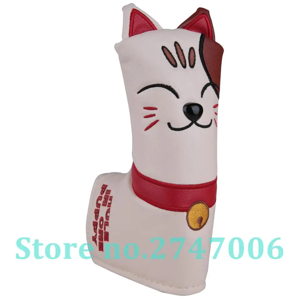 1pc Puppy Kitty Cat PU Leather Golf Blade Putter Head Cover Headcover with Magnet Closure | Спорт и развлечения