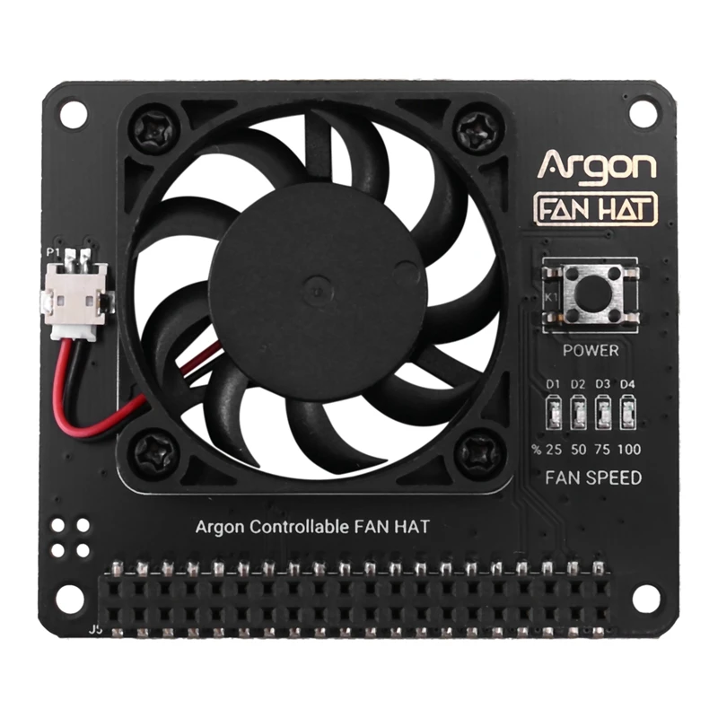 Ventilador de argón para Raspberry Pi 4/ 3, ventilador de refrigeración con Software, velocidad ajustable/40mm, ventilador grande para Raspberry Pi4