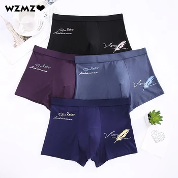 

Mens Underwear Boxers Shorts Underwear Modal Breathable Butt Lifter Boxeur Homme Underpants Mid-Waist Feather Printed Panties