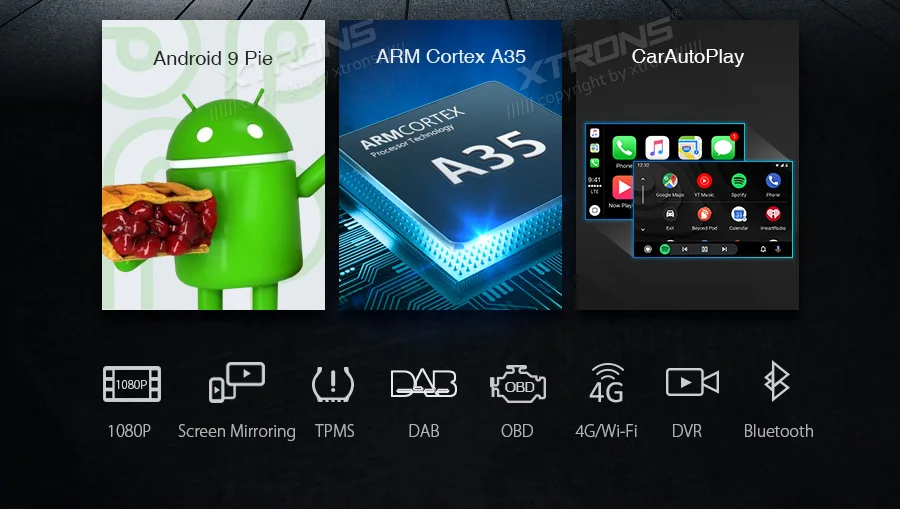 XTRONS " Android 9,0 Автомобильный мультимедийный DVD стерео радио плеер gps навигация OBD DVR USB wifi для Fiat Bravo(198) 2007-2013