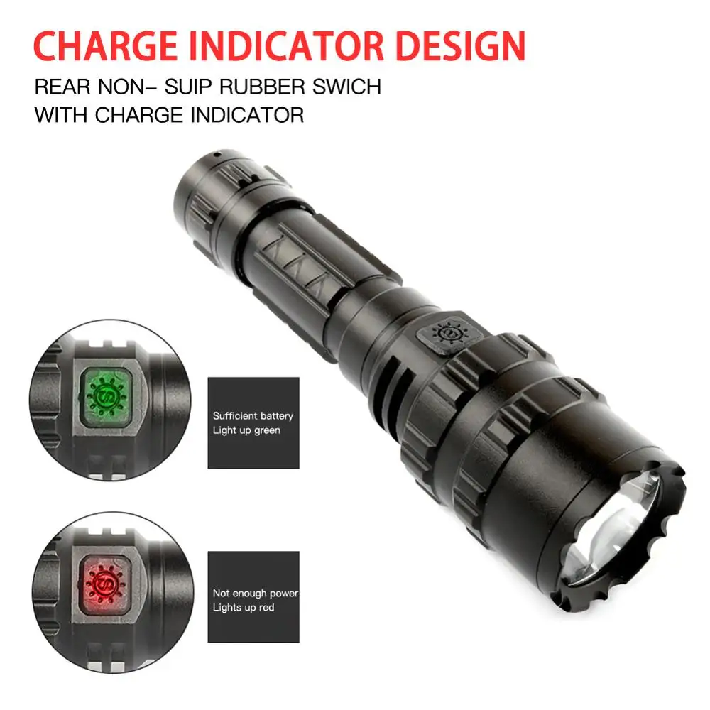 LED Flashlight L2 Super Powerful Torch Tactical Rechargeable USB Waterproof Lamp Ultra Bright Lantern Camping