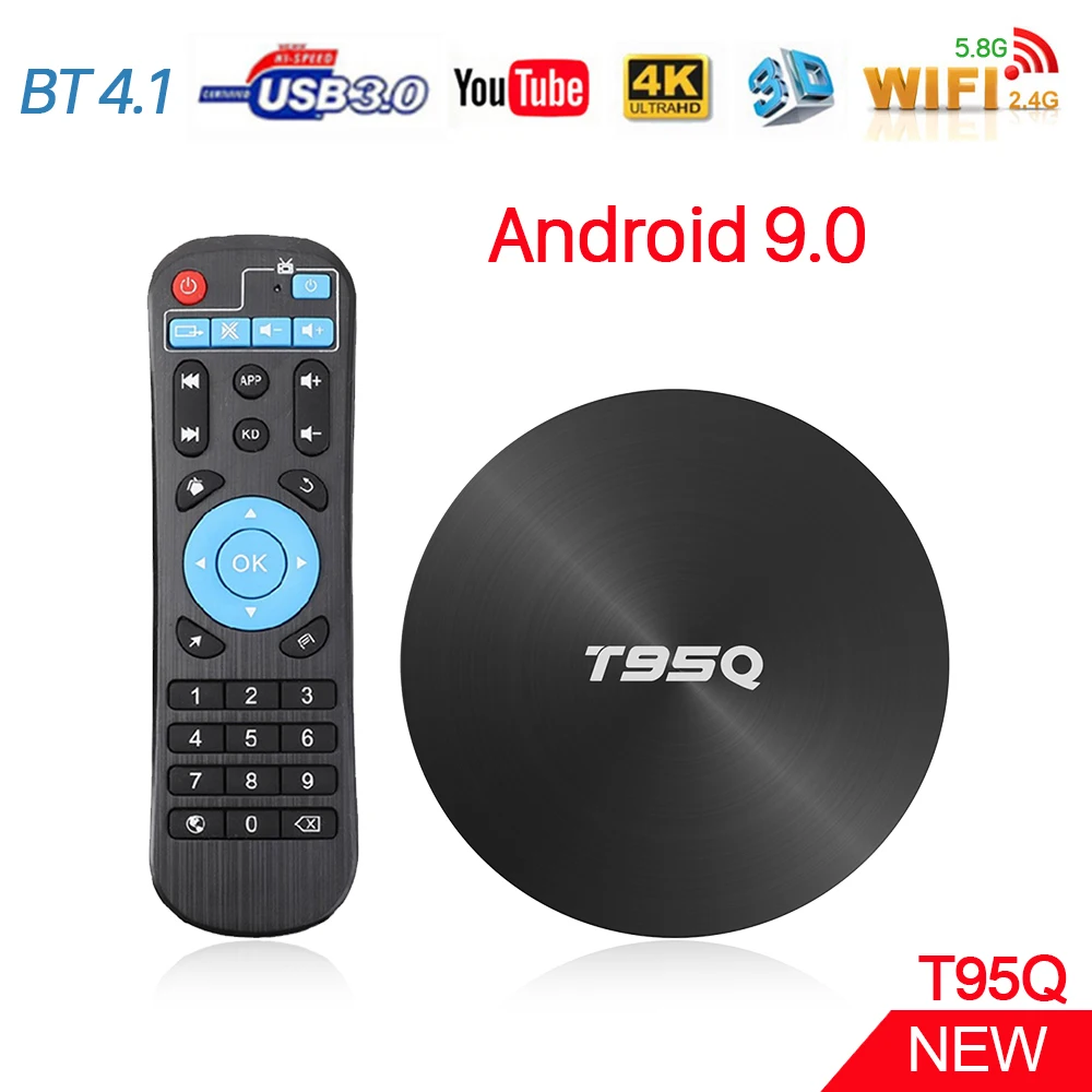 Android 9,0 приставка T95Q S905X2 четырехъядерный двухдиапазонный 2,4G+ 5,8G wifi 4K H.265 BT 4,1 USB 3,0 HDR Android медиаплеер T95Q