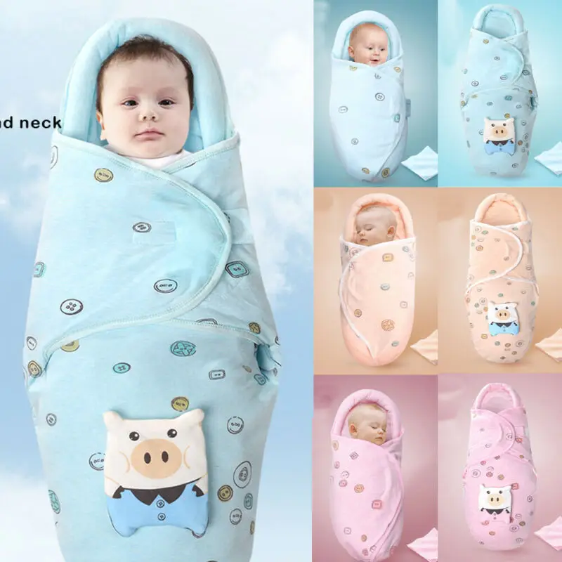 Newborn Wrap Soft Pure Cotton Swaddle Blanket Baby Boys Girls Sleeping Bag 75*60 