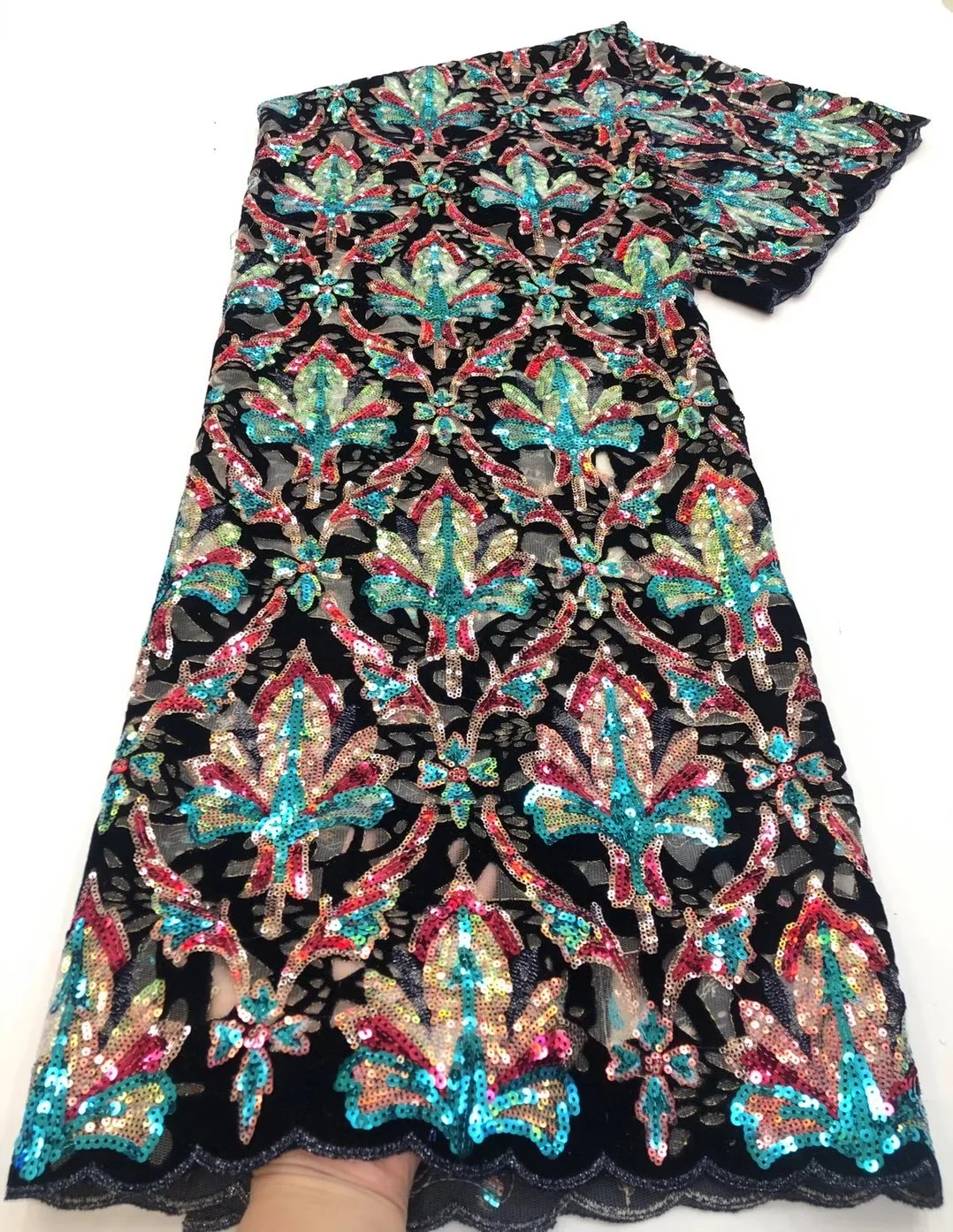 

Горячая Распродажа модная африканская кружевная ткань 2020 высококачественное бархатное кружево с блестками нигерийские кружевные ткани для свадьбы ML9157