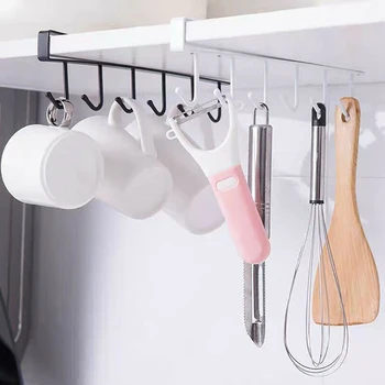 

New 2PCS Multifunction Matel Hook Cupboard Mug Holder Shelf Hooks Rack Hanger Coffee Cup Storage Holder For Kitchen Accessories