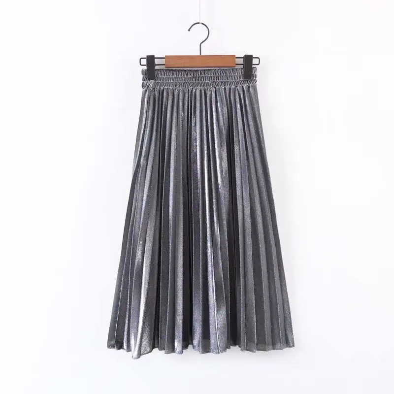 C201-2944, корейский стиль, высокая талия, эластичная талия, плиссированная юбка, Женская юбка, AliExpress