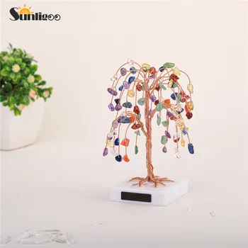 

Sunligoo Healing Crystal Money Tree Handmade Copper Wire Wrapped Reiki Tumbled Gemstone Chakra Tree Feng Shui Ornaments Decor