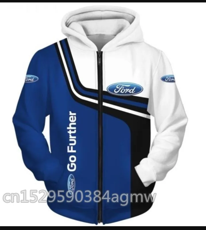 Ford go-Sudadera con capucha para hombre, ropa deportiva masculina con logotipo 3D, dibujo de primavera y otoño, a la moda, informal con cremallera