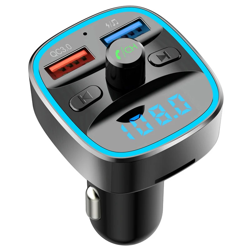 Bluetooth fm-передатчик для автомобиля, беспроводной fm-радио передатчик Bluetooth автомобильный адаптер с QC3.0 зарядки, громкой связи, S