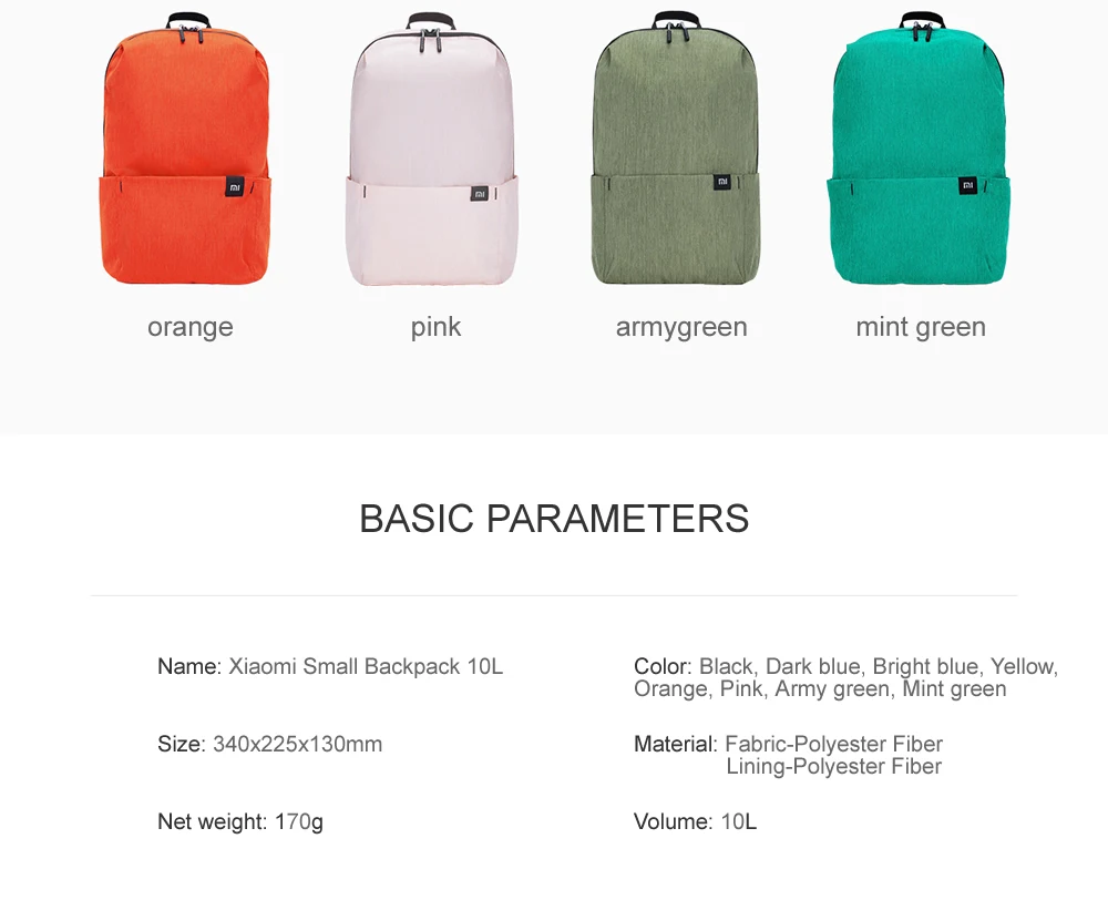 Xiaomi Brand Mi Original Small Backpack 7L/10L/15L/20L City Casual Travel Backpacks Sports Waterproof Bag Unisex Multicolor