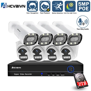 

Two-way Audio HD 5MP CCTV 8 Cameras Outdoor Waterproof Security Video Surveillance Ip Camera System Set 8ch POE NVR Kit ONVIF