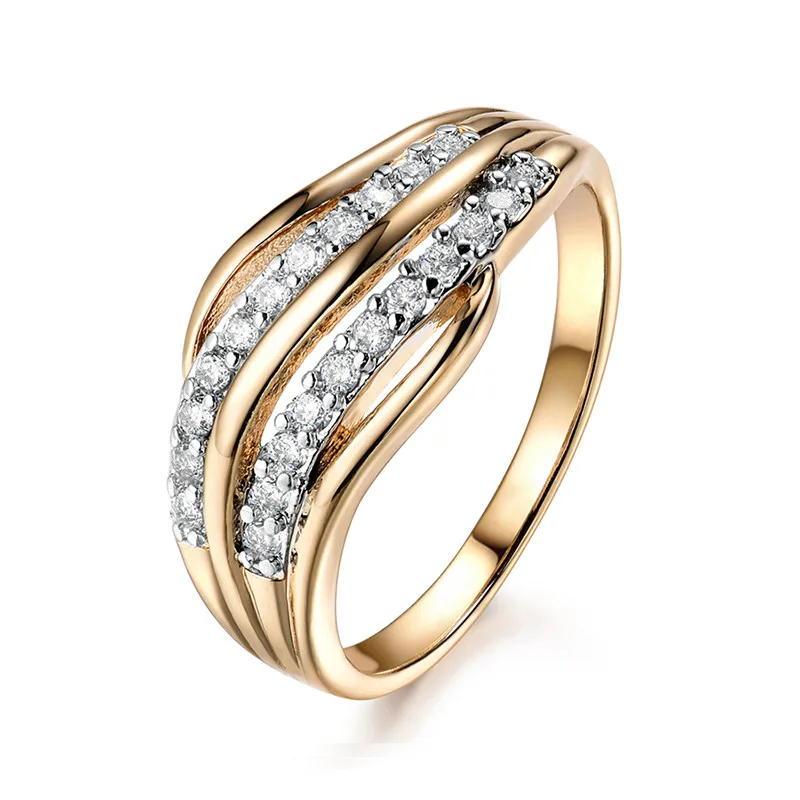 

Gold-Color Engagement Ring For Women New Fashion Female Wedding Bands Jewelry Cubic Zirconia Classic Ring
