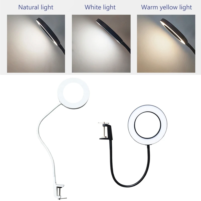 

8X LED Magnifying Desk Lamp with Clamp 3 Color Modes 23\" Flexible Gooseneck