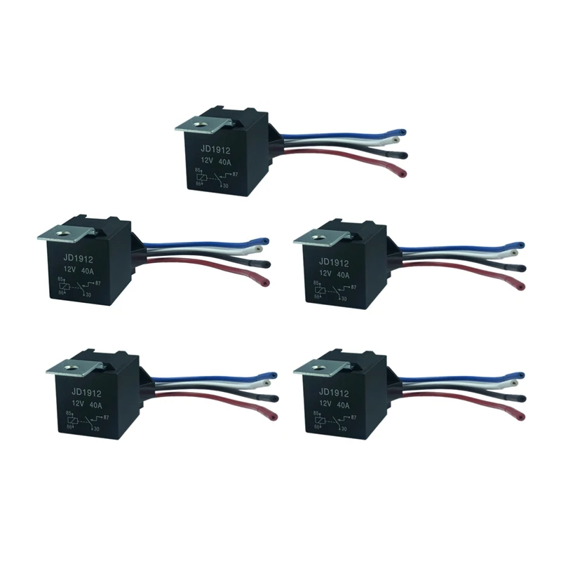 5 шт. Dc 12V 40A Spst автомобильное реле 4 Pin провода с гнездом | Автомобили и мотоциклы