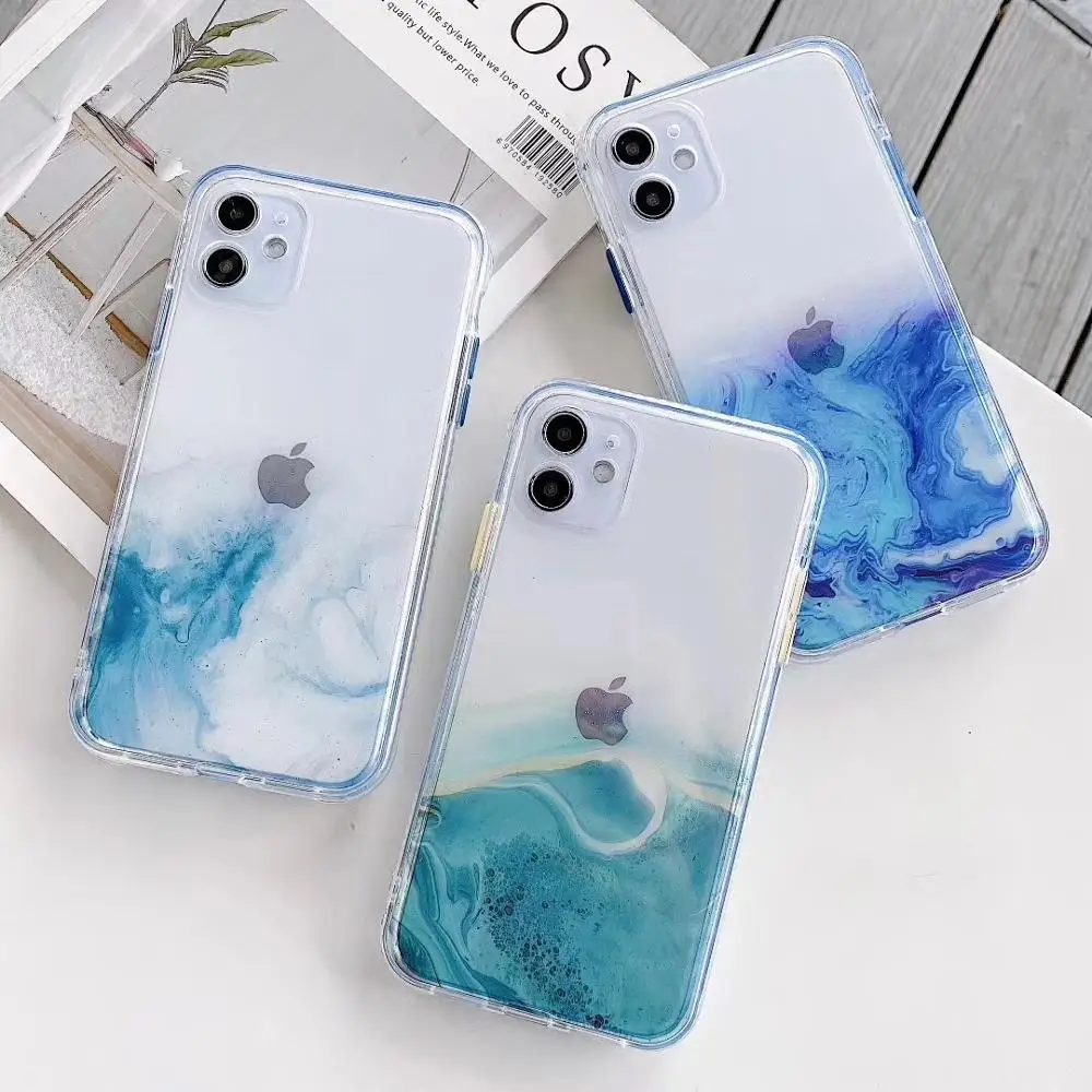 Чехол-накладка для iPhone 11 Pro Max 7 8 Plus X XR XS 12 прозрачный с мраморным градиентом |