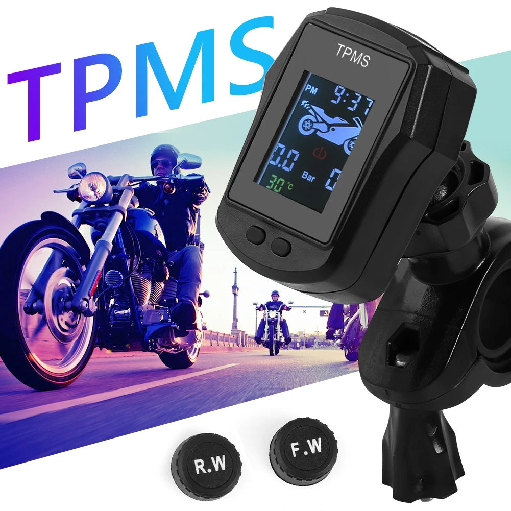 Waterproof Motorcycle TPMS Motorbike Digital LCD Display Tire Tyre Pressure Monitoring System with External Sensors