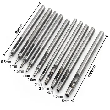 

10Pcs Professional Leather Craft Hollow Punch DIY Drilling Hole Punch Set 0.5MM-5MM Circular Cutter Belt Handmade Round