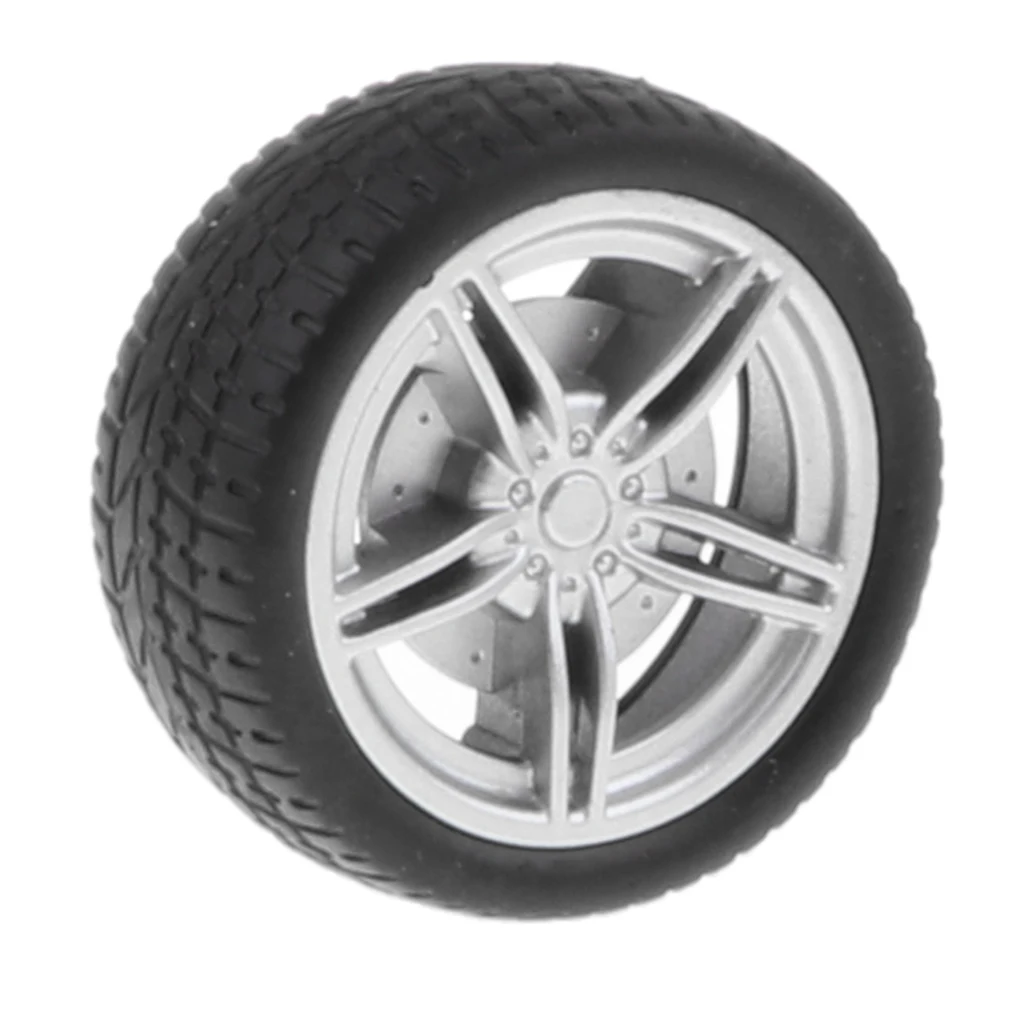4 Pieces 40mm 5-Spoke Wheel Rim & Rubber Tyres For RC Racing Car DIY Kits