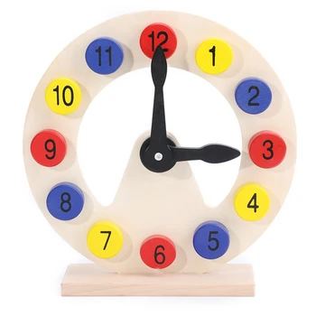 

Color Cartoon Wooden Digital Clock Child Toddler Teaching Learning Alarm Clock Puzzle Early Education Cognitive Clock Toy
