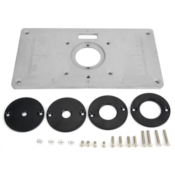 

Router Table Plate Aluminum Router Table Insert Plate + 4 Rings Screws for Woodworking Benches, 235mm x 120mm x 8mm(9.3in