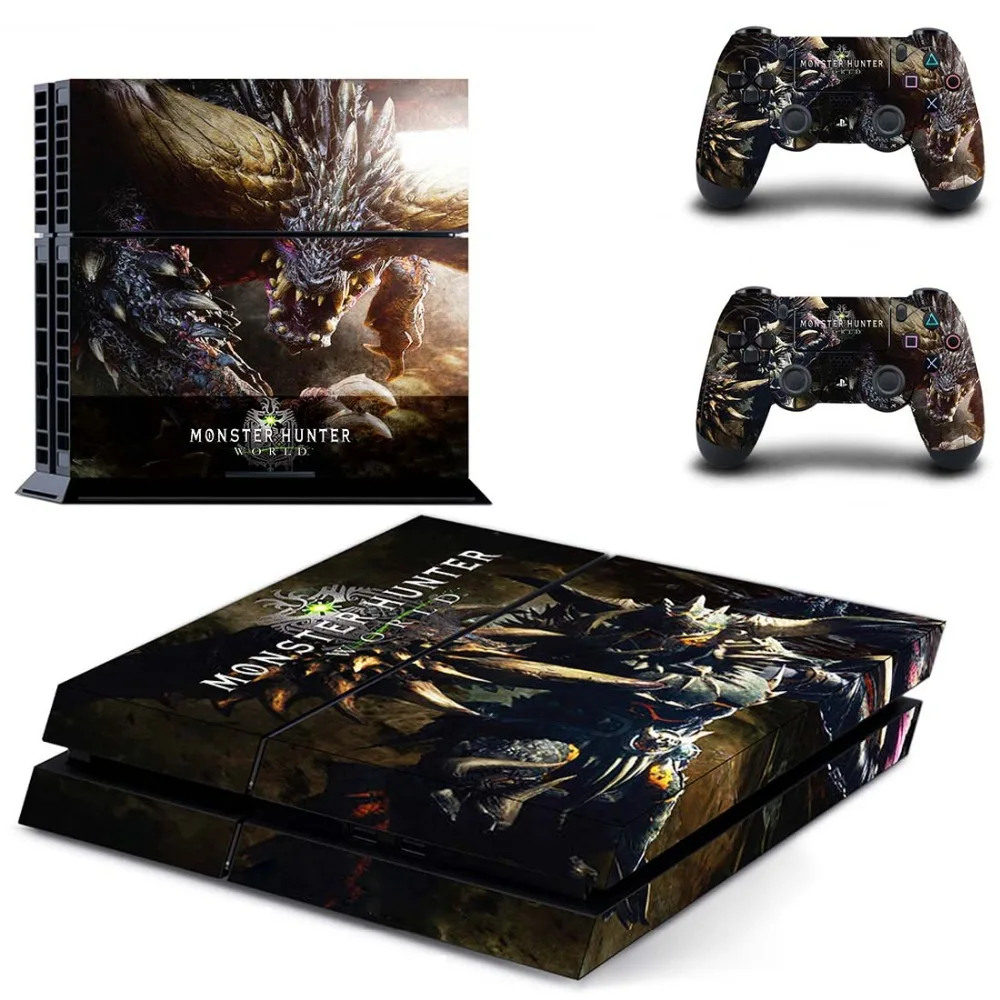 Monster Hunter World полное покрытие лицевые панели наклейка для PS4 Наклейка для playstation 4 консоль и контроллеры наклейка для PS4 виниловая наклейка