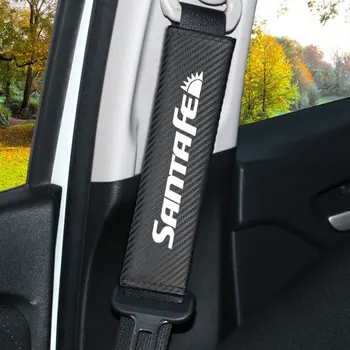 

2pcs Car-styling Carbon fiber Car Seat belt Cover Protective Pad for Hyundai Santa fe Accessories