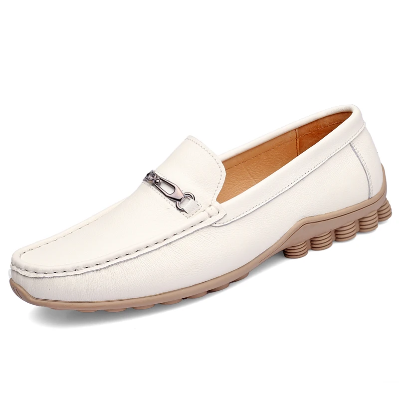 Spring and Autumn Leather Fashionable Comfortable Lightweight Outdoor High Quality Non-slip Waterproof Breathable Loafers - Цвет: white