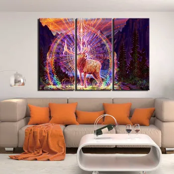 

Wall Art Modular Canvas HD Prints Posters Home Decor Pictures 3 Piece Psychedelic Art Paintings Framework