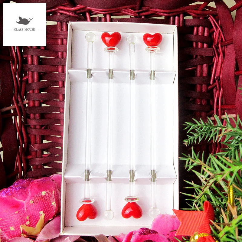 

Red Heart Design wedding Cocktail Wine Glass Stirring Sticks Mixing Stirrer Picks Stir Rod Drinks Muddlers Bar Swizzle Sticks