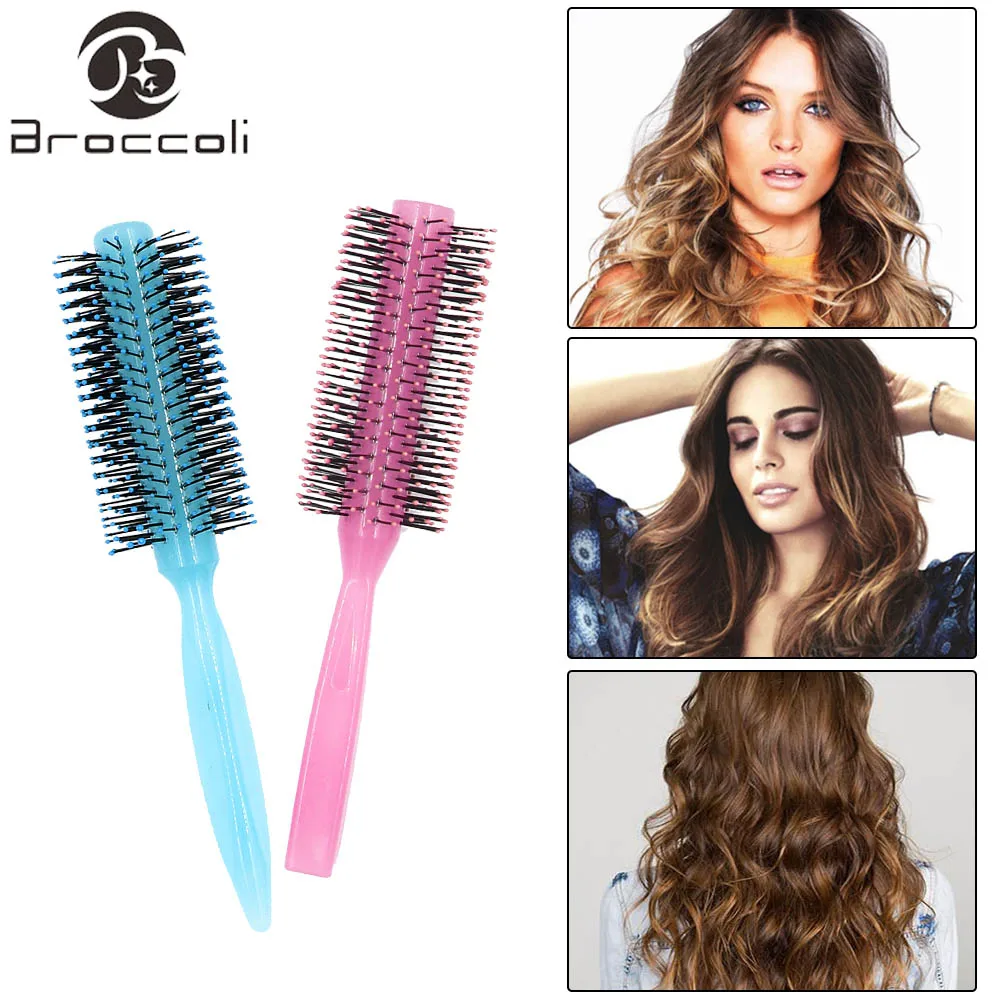 

Broccoli 1Ps Antistatic Professional Hair Brush Round Hair Combs Roll Brush Curly Styling Hairdressing Salon Tool Hot Hairbrush