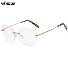 Женская оправа из сплава без оправы, женские ультралегкие оправы для очков кошачий глаз, оптическое стекло для дальнозоркости и близорукости по рецепту F215