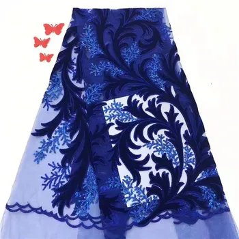 

New Arrival velvet Lace Fabrics African Nigerian Tulle Mesh Lace Fabric for Wedding nigeria Lace Fabrics